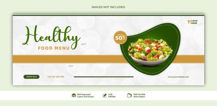 PSD banner venda de alimentos saudáveis agência de alimentos mídia social post na web modelo de banner psd
