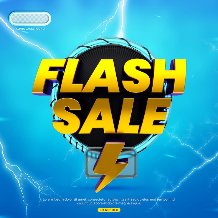 PSD banner de venta flash 3d render premium psd