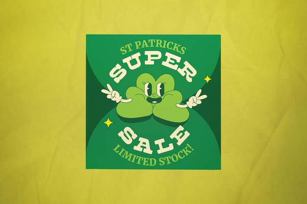 Banner de venta de green retro st patrick 03