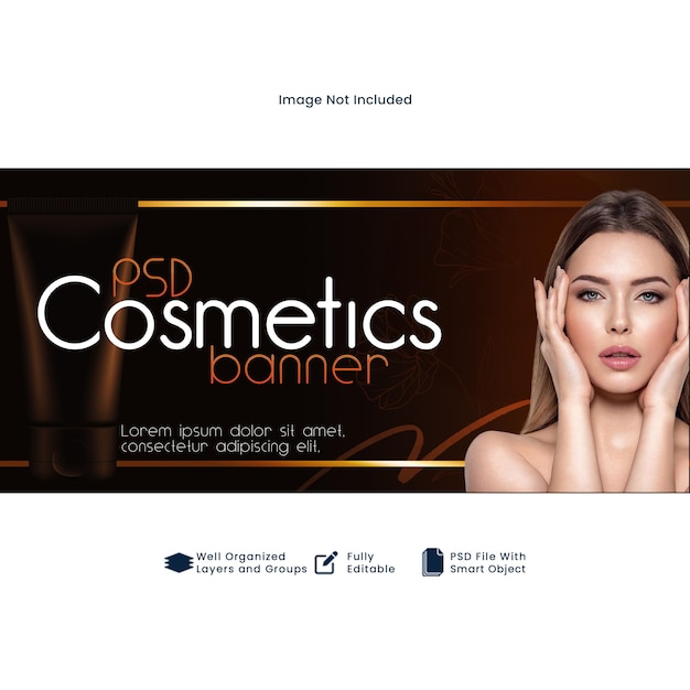 Banner de venta de productos cosméticos para el cuidado de la piel de belleza