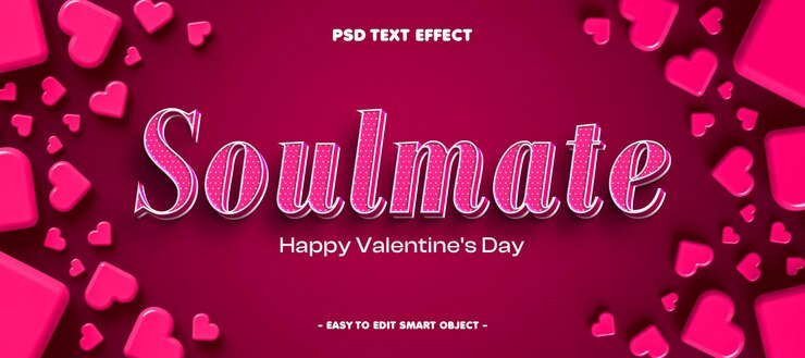 PSD banner de venta de san valentín con efecto de texto editable
