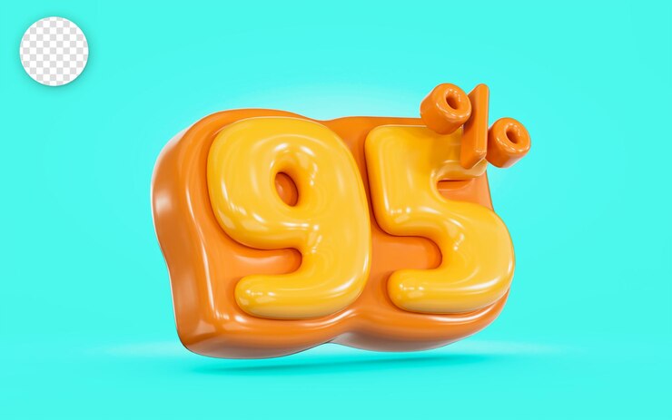PSD banner de venta de verano 95 por ciento de descuento cartel de dibujos animados concepto de render 3d de color amarillo y cian