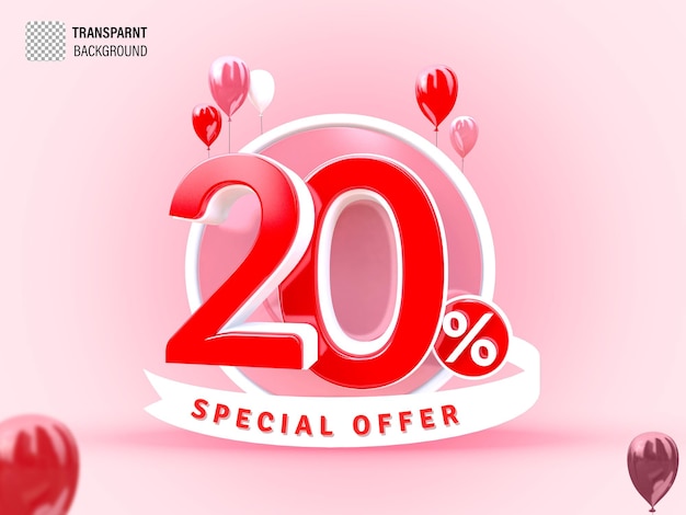 Banner de venta de viernes negro 20 por ciento de descuento color rojo con plantilla de globo