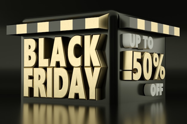 Banner de venta de viernes negro con detalles de descuento representación 3d