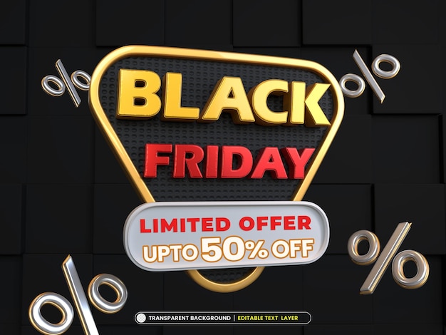 banner de venta de viernes negro con efecto de texto editable