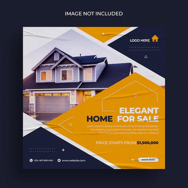 Banner de venta de viviendas inmobiliarias o publicación en redes sociales