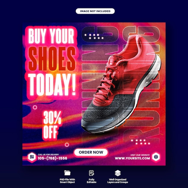 Banner de venta de zapatos o plantilla de publicación de redes sociales de venta de productos