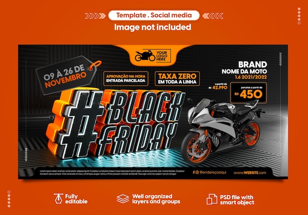 Banner de viernes negro para promoción de ventas en redes sociales.