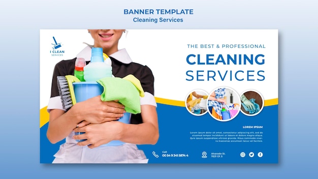 Banner-vorlage für das reinigungsservice-konzept