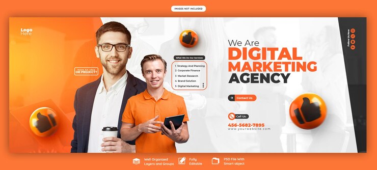PSD banner-vorlage für digitale marketingagenturen und facebook-cover von unternehmen