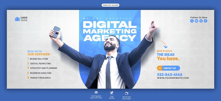 PSD banner-vorlage für digitale marketingagenturen und facebook-cover von unternehmen