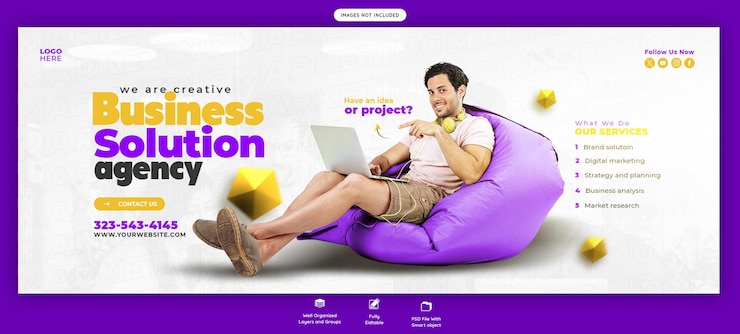 PSD banner-vorlage für digitale marketingagenturen und facebook-cover von unternehmen
