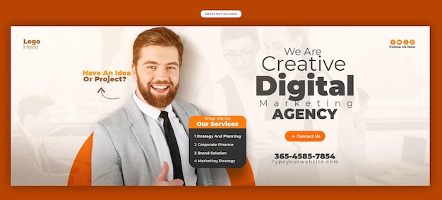 Banner-Vorlage für digitale Marketingagenturen und Firmen-Facebook-Cover