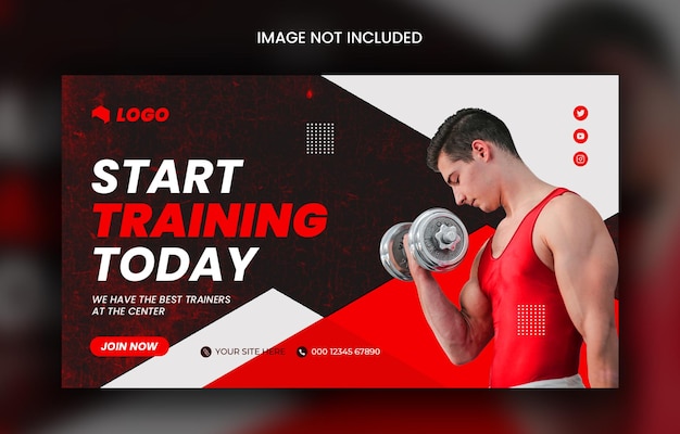 Banner-Vorlage für Fitnessstudio-Workout-Fitness-Social-Media