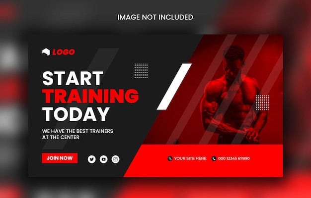 Banner-Vorlage für Fitnessstudio-Workout-Fitness-Social-Media