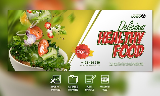 Banner-Vorlage für gesunde Ernährung im PSD-Design