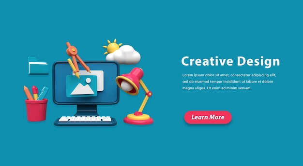 Banner-Vorlage für kreatives Design 3D-Illustration