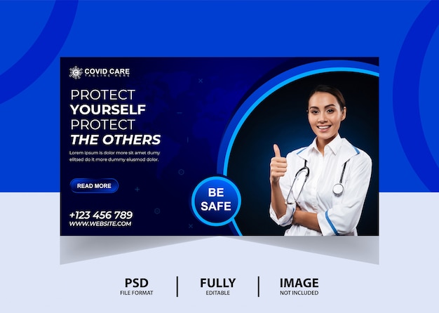 PSD banner web azul de doctor's health