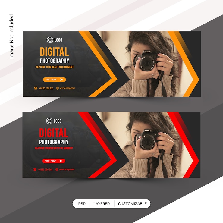 PSD banner web di fotografia, modello di copertina di facebook