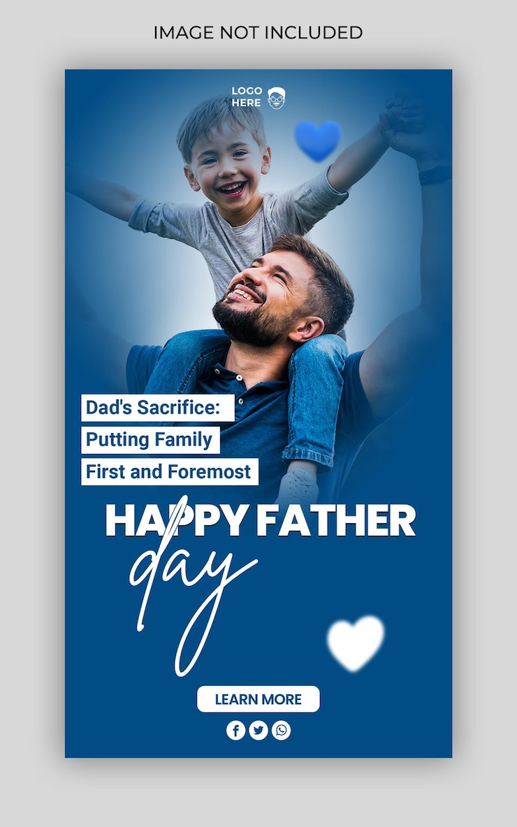 banner web do Dia Mundial do Pai ou modelo de mídia social feliz dia dos pais em português