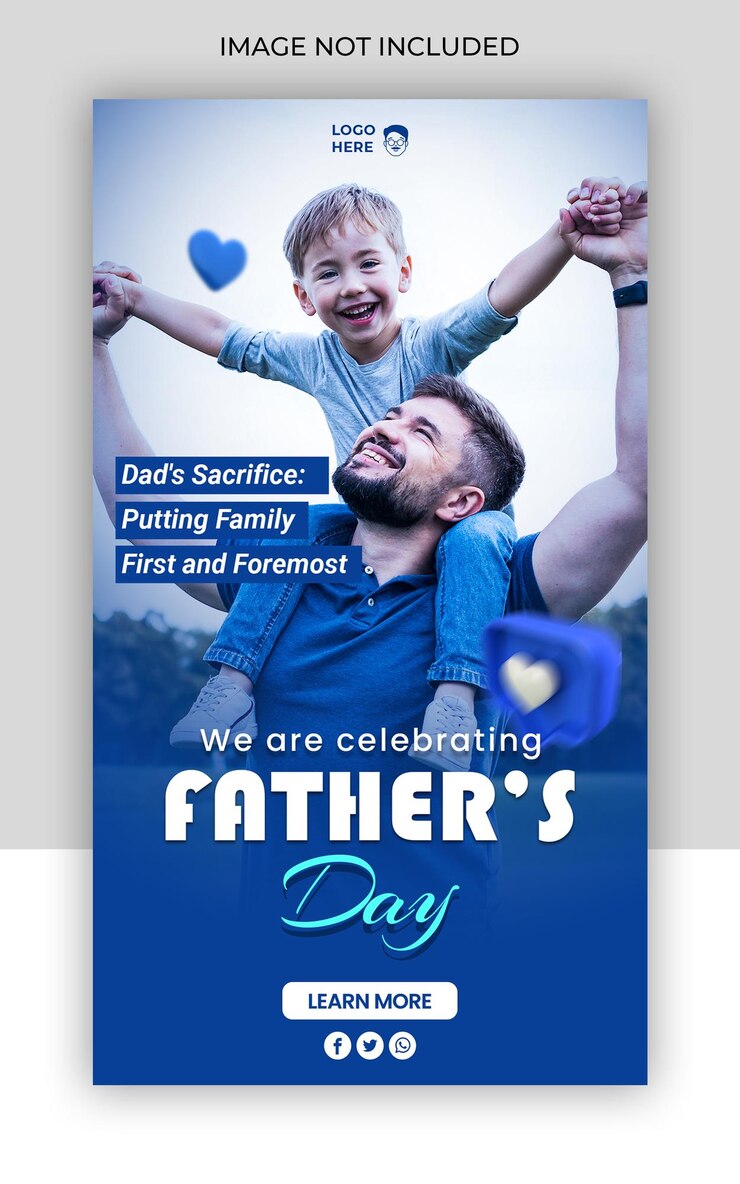 banner web do Dia Mundial do Pai ou modelo de mídia social feliz dia dos pais em português