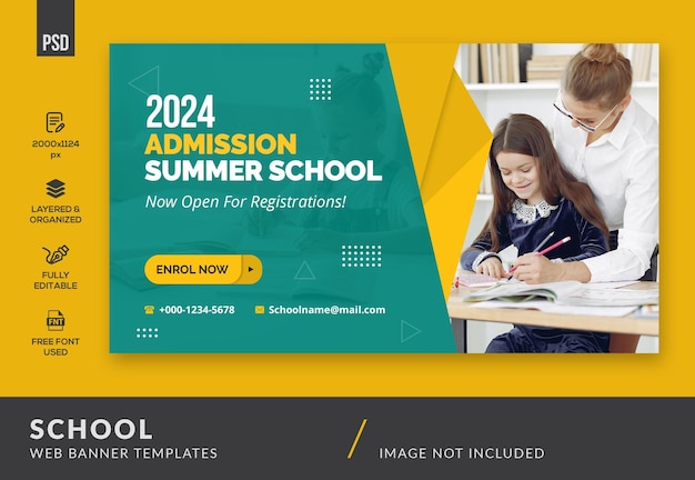 Banner de web de educación escolar