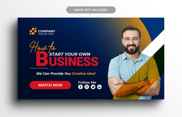 PSD un banner web para una empresa que dice cómo iniciar su propio negocio.