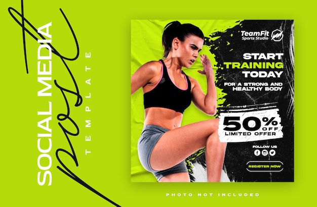 Banner web de fitness o plantilla de diseño de publicación en redes sociales