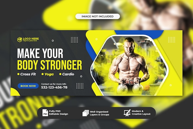 Banner web de fitness o plantilla de portada de redes sociales