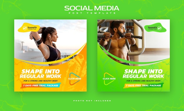 Banner web de fitness o plantilla de publicación en redes sociales