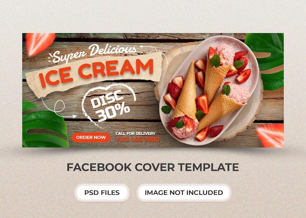 Banner web de helado y plantilla de portada de facebook