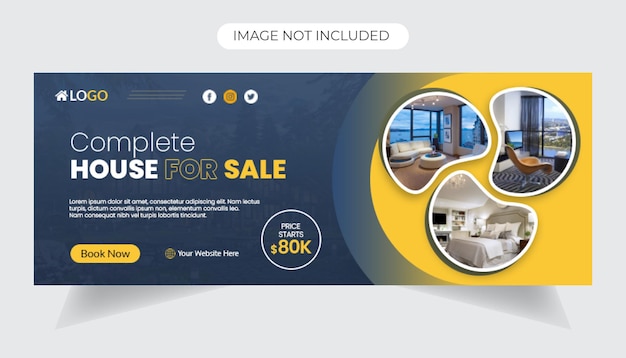 Banner Web immobilier et modèle de couverture Facebook pour les médias sociaux