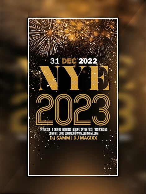 Banner web de instagram de fiesta de club de celebración de año nuevo 2023