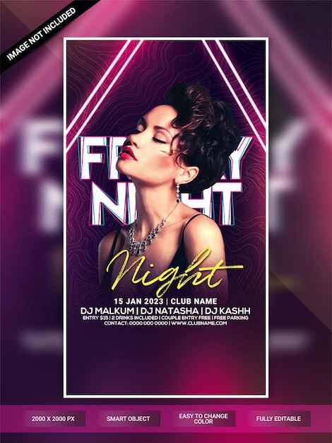 PSD banner web de instagram de fiesta de viernes por la noche