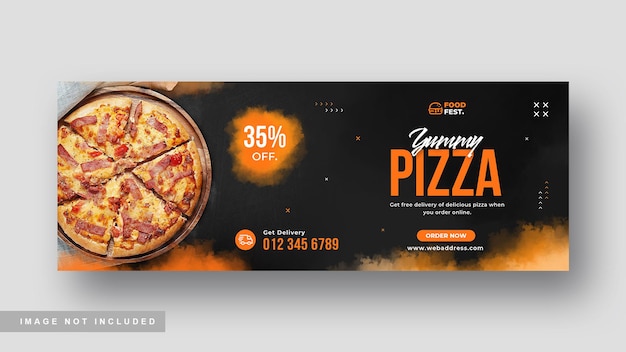 Banner web de portada de redes sociales de venta de pizza de comida