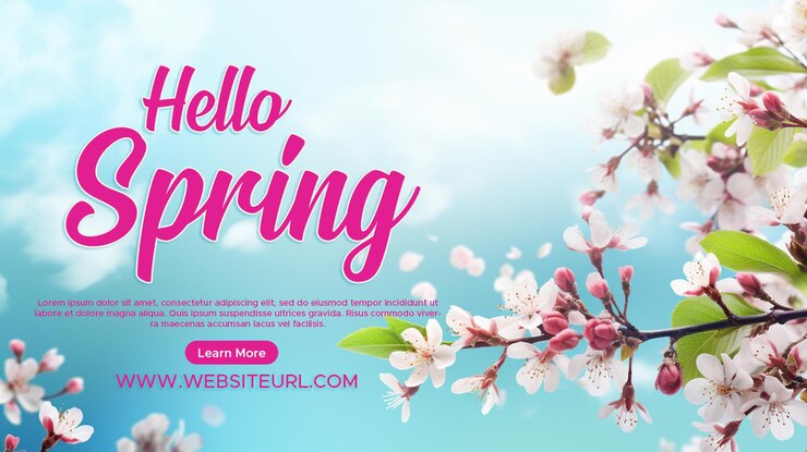 PSD banner web de printemps modèle de médias sociaux conception arrière-plan à fleurs floues