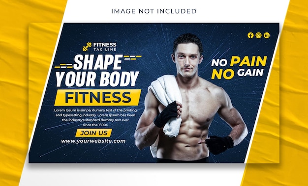 Banner web promozionale per palestra fitness o modello di banner per social media Psd Premium