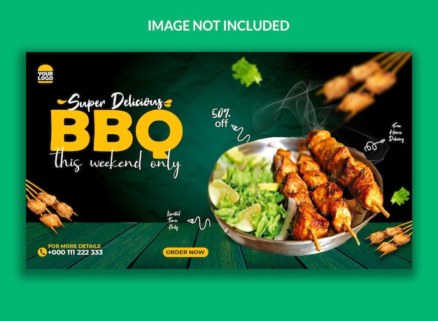 Banner de web de redes sociales de barbacoa súper deliciosa