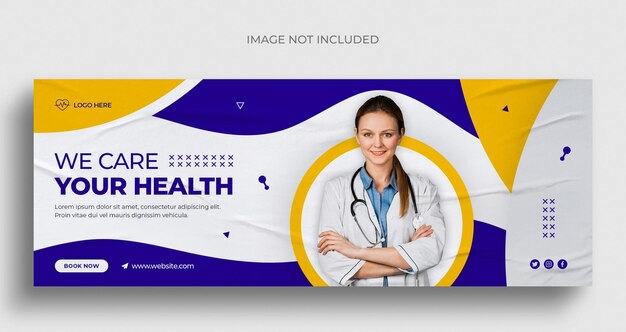 Banner web de redes sociales médicas y de atención médica y plantilla de diseño de foto de portada de Facebook