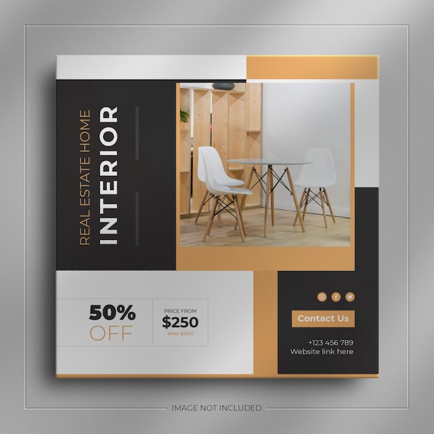 Banner web de redes sociales de muebles de interior y publicación de la historia de Instagram de la plaza de bienes raíces