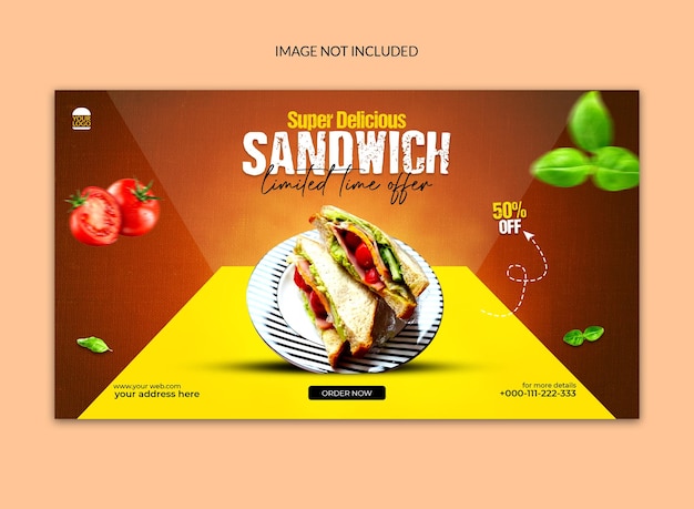 Banner web de redes sociales sándwich.