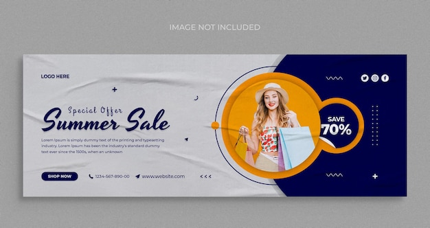 Banner de web de redes sociales de venta de moda de verano y plantilla de diseño de portada de Facebook