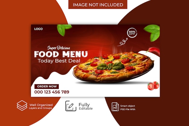 Banner web de restaurante y comida especial y redes sociales