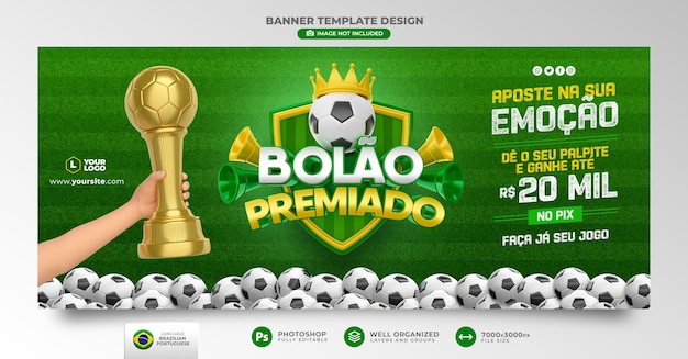Banner World Cup Award in 3D-Render für Marketingkampagne in Brasilien auf Portugiesisch