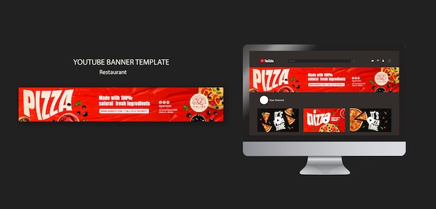 PSD banner de youtube de deliciosa comida italiana