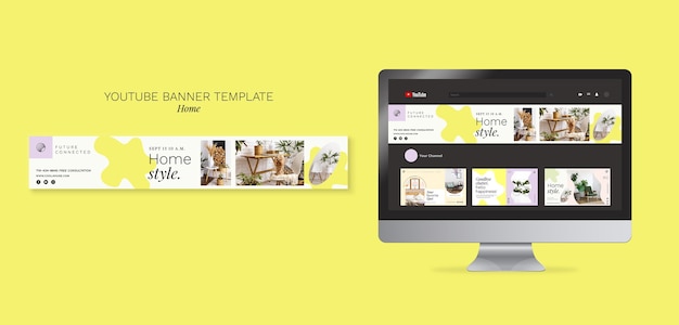 Banner youtube design per la casa design piatto