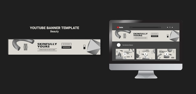 Banner youtube monocromatico per la cura della pelle