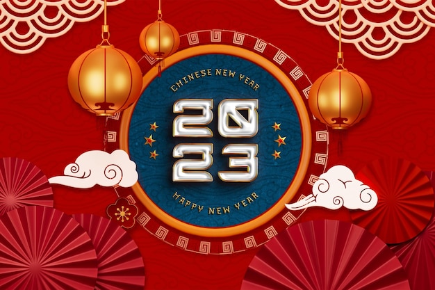 Bannerdesign des chinesischen neuen jahres 2023 mit laternendekoration