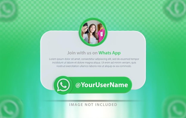 Bannerprofil mit whatsapp-symbol 3d-rendering