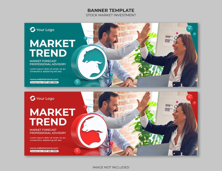PSD banners de tendência do mercado de ações